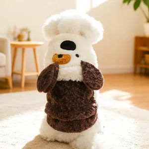 Süßer Cartoon Welpen Hund Hoodie Winter Warm Fleece Haustier Mantel Für Kleine Hunde Katzen Weiches Bequemes Kostüm Outfit