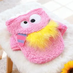 Simpatico costume da mostro rosa per cani e gatti piccoli in caldo tessuto felpato