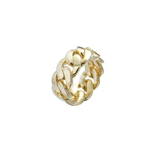 Gepolijste gouden schakelring voor heren en dames, hiphopstijl 8 mm sieraden