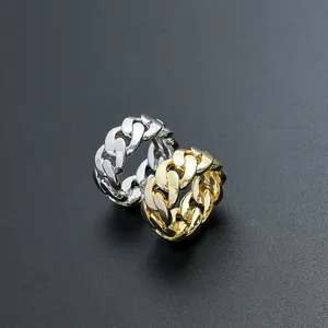 Hip hop stijl goud en zilver 6mm 8mm 10mm cubaanse schakelringen voor heren en dames