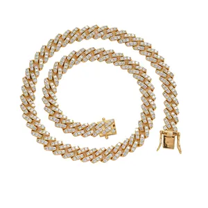 Detailansicht der 10mm goldenen Gliederkette mit Zirkonia und Kastenverschluss