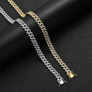Hip Hop Iced Out Panzerkette Halskette Armband Für Herren Damen Kupfer Mikropflaster Zirkonia Bling Schmuck Zubehör Geschenk