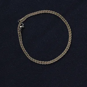 Double-layered 2mm gold titanium steel rope chain necklace with lobster clasp and shiny finish