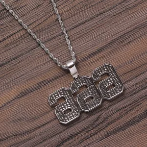 Silberne 288 Zahlen-Halskette mit Zirkonia-Mikropavé und Seilkette im Hip-Hop-Stil für Damen