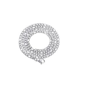 Klassische 3mm Edelstahl-Figaro-Halskette in Silber mit sicherem Karabinerverschluss