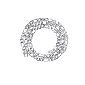 5mm silver stainless steel Figaro chain necklace for men with sturdy lobster clasp