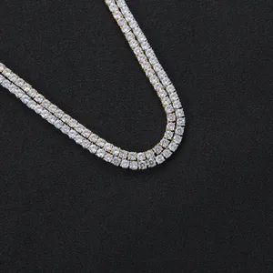 Διπλό κολιέ τένις 3-5mm με λευκά ζιργκόν και επιχρυσωμένη βάση χαλκού για κομψή εμφάνιση