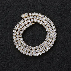 Hip Hop Iced Out Tennis Chain Necklace Gold Silver Plated Copper Round Clear Zirconia Link Chain For Men Women Streetwear Jewelry Gift