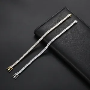 4mm square princess cut zircon tennis bracelets in gold and silver plating