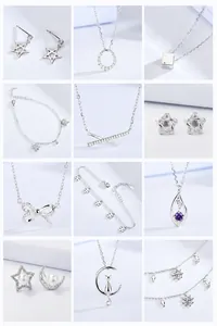 Collection of S925 sterling silver bracelets, necklaces and earrings with cubic zirconia
