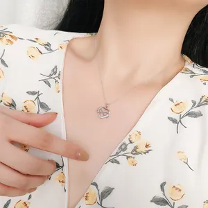 S925 sterling silver infinity heart necklace with sparkling diamonds on a delicate chain