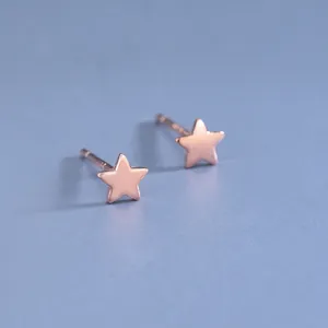 Minimalistische S925 sterling zilveren ster oorknopjes in roségoud op blauwe basis