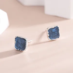 Vintage 925 Sterling Silber Quadratische Ohrstecker Minimalistische Geometrische Emaille Ohrringe Für Damen Kleiner Zarter Ohrschmuck Geschenk