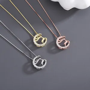Set di collane con ciondolo alce in argento S925, finiture argento, oro e oro rosa