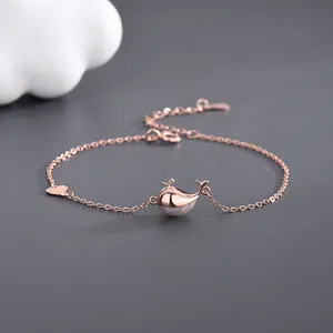 S925 Sterling Silver Whale Pendant Necklace Bracelet For Women Platinum Rose Gold Heart Zirconia Jewelry Accessory Gift