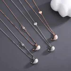 Elegant S925 sterling silver whale tail necklaces set in rose gold and silver finish