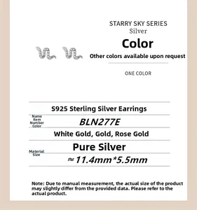 Detailed size chart of S925 sterling silver snake earrings with cubic zirconia stones