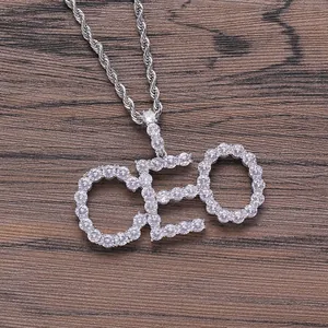 Pendentif CEO en argent serti de zircons avec une chaîne de corde classique hip hop