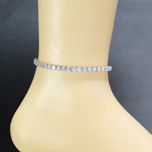 Tobillera de tenis con cristales brillantes y cadena de extensión de 5 cm en modelo