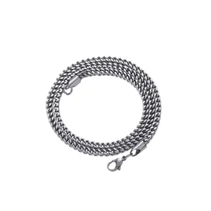 Double-layered 3mm stainless steel curb chain necklace with secure lobster clasp closure