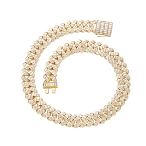 17mm gold cuban chain necklace for men with pavé square zircon and spring box clasp