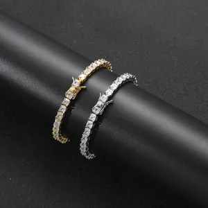 4mm quadratisch geschliffenes Zirkonia Tennisarmband in Gold und Silber mit Verschluss