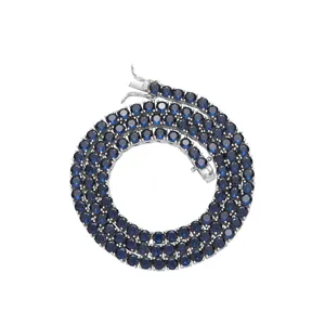 Elegante 4mm blaue Zirkon-Tennis-Halskette in Silber mit sicherem Verschluss