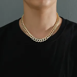 12mm vergoldete Iced Out Panzerkette für Herren mit Baguette-Schliff Zirkonia Steinen