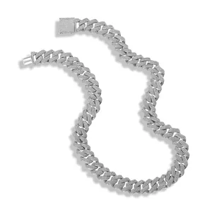 Iced out 13mm Cuban link necklace for men with triple row micro paved zirconia stones