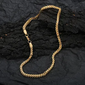 Hoogglans gepolijste 5mm gouden Franco ketting met karabijnsluiting voor hiphop-stijl