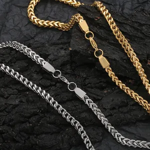5mm gepolijste roestvrijstalen Spiga-kettingen in goud en zilver met tarweschakelontwerp