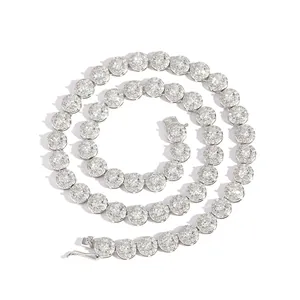 8mm tennis necklace with silver round-cut cubic zirconia in a spiral display