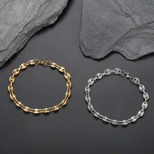 Damen Edelstahl Schweinenase Kaffeebohne Kette Fußkettchen Gold Silber Hip Hop Verstellbar Sommer Strand Fußschmuck