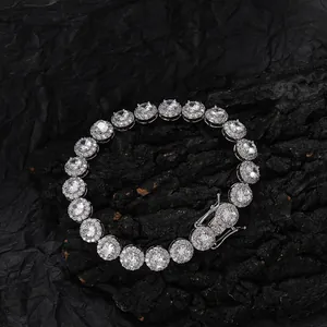 8mm silver iced out tennis bracelet with round cubic zirconia and secure box clasp