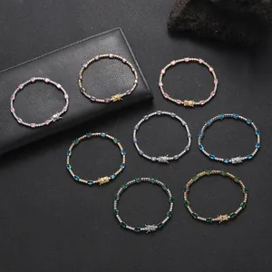 Detail of 4x6mm oval colorful zircon tennis bracelets with gold and silver plating
