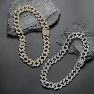 Κολιέ Cuban link 20mm σε χρυσό και ασήμι με πλήρη επένδυση από λαμπερά κρύσταλλα