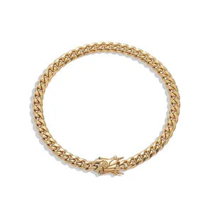 8mm classic gold stainless steel Cuban link anklet with secure box clasp closure