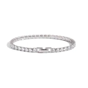Bracelet tennis classique avec pierres de zircone 4mm serties de quatre griffes argent
