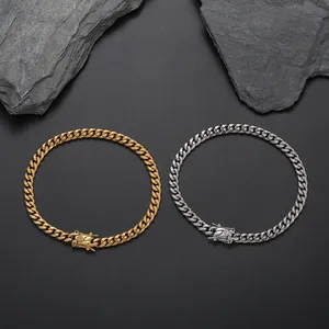 Classic 6mm to 12mm stainless steel Cuban link bracelets in gold and silver finish