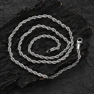 4mm Edelstahl-Kordelkette mit robustem Karabinerverschluss und gedrehtem Gliederdesign