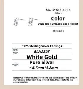 Macro detail of S925 sterling silver mini paperclip earrings with zircon center inlay