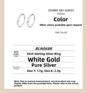 Dettagli tecnici per anelli di coppia in argento sterling S925 con lettere J e K serie Starry Sky