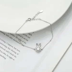 Elegant S925 sterling silver bunny bracelet with micro-pave cubic zirconia crystals