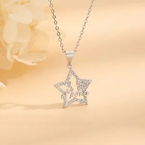 925 Sterling Zilveren Ster Mama Hanger Ketting Met Zirkonia Vlinder Moederdag Mode Sieraden Voor Dames Cadeau