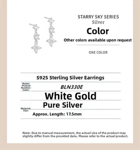 Detail view of S925 sterling silver four-leaf clover earrings with sparkling diamonds