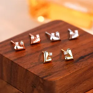 S925 Sterling Silber Herz-Ohrstecker in Gold, Silber und Roségold mit Zirkonia-Stein