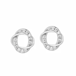 Elegant geometric S925 silver stud earrings with oval interwoven zircon stones