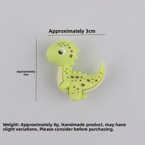 Dinosauro in silicone verde per catenelle portaciuccio accessori DIY 3x3cm