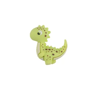Cuenta de silicona de dinosaurio verde para chupeteros DIY y accesorios para bebés