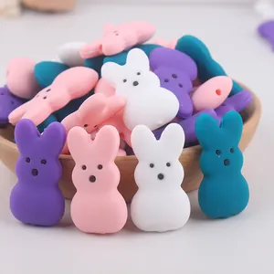 Schattig Konijn Siliconen Losse Kralen Cartoon Konijntje Tussenkralen Voor Sieraden Maken DIY Speenkoord Accessoires Paasdecoratie